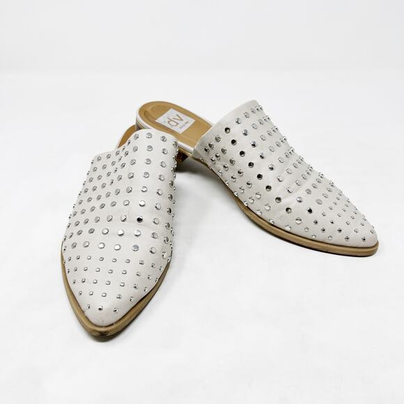 [DV Dolce Vita] Ismenia Cream Studded Pointed Toe Slip On Mules Flats Size 8.5 - Picture 5 of 11